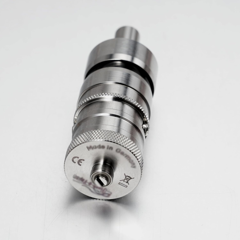 Fev V4.5S+ 23mm MTL RTA 4.5ml Tank by SHEN RAY, 316 Edelstahl, Single- oder Dual-Airflow konfigurieren, Bottom Fill, 510 Anschluss, silber