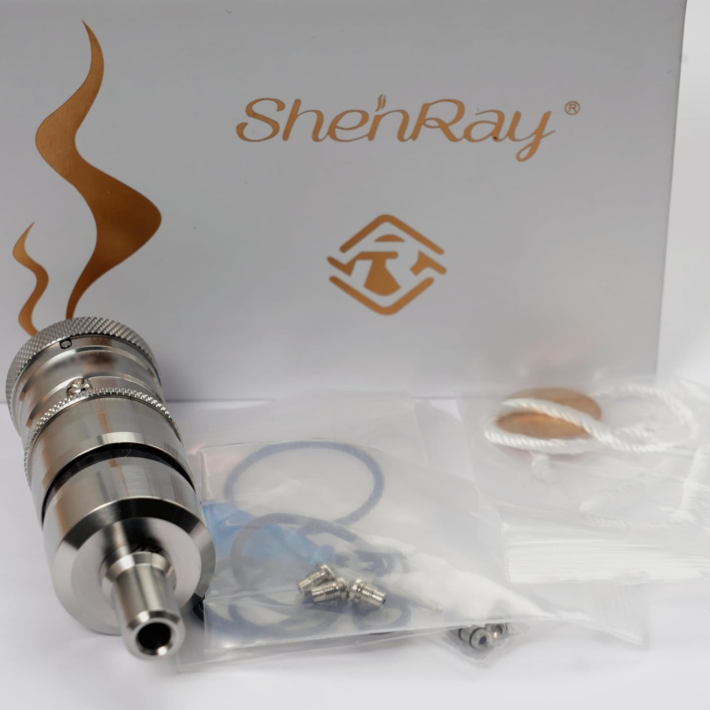 Fev V4.5S+ 23mm MTL RTA 4.5ml Tank by SHEN RAY, 316 Edelstahl, Single- oder Dual-Airflow konfigurieren, Bottom Fill, 510 Anschluss, silber