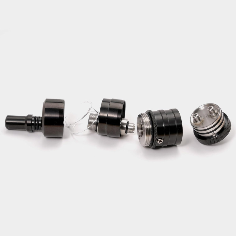 Fev V4.5S+ 23mm MTL RTA 4.5ml Tank by SHEN RAY, 316 Edelstahl, Single- oder Dual-Airflow konfigurieren, Bottom Fill, 510 Anschluss, schwarz, 1:1 Nachbau, inkl. 4 Luftinserts & 2 Edelstahl-Dochte