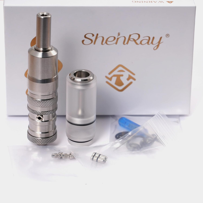 FEV VS Style RTA 17mm Verdampfer – zusätzlicher PC Tank, 3,0ml, 316 Edelstahl, einstellbare Airflow, Dual-Post-Design, 510 Driptip (Silber) by shen ray, ideal für unterwegs
