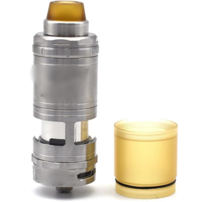 VG V6s Style 23mm RTA - Silver, 5.5ml Tank, 316 Stainless Steel, PEI Tank, Single Coil, Top Fill (No Childproof Lock), Adjustable Bottom Airflow, Liquid Control, by ShenRay
