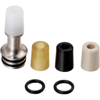 510 Drip Tip Set - 1 Stainless Steel Base + 4 Interchangeable Mouthpieces (POM/PEI/PEEK) - Compatible with RTA, RDA & RDTA Atomizers - ShenRay - Silver